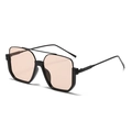Fashionable oversized double-bridge sunglasses with black frame and light brown lenses - Black Frame Light Tea Lens C5