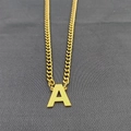 18K gold plated letter A pendant necklace with Cuban chain for hip hop style fashion - Letter A / Gold