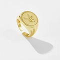 Vintage verstelbare 18K gouden ring met gegraveerd zonne- en kolibrie-patroon - Kolibrie (TTR32)
