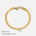 Elegant 4mm golden flat snake chain bracelet in polished stainless steel for women - 4mm-16.5cm / Gold