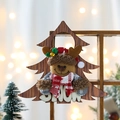 Detail of wooden reindeer hanging decoration with plush texture and SNOW lettering - Elk Style