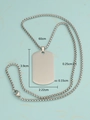 Polished silver stainless steel dog tag necklace with a square pearl chain for men - Steel Color (MP042)