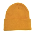 Neon yellow knit beanie cap made of soft acrylic yarn for a bright winter style - L (54-60cm) / Ginger Yellow