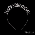 Diadema plateada HAPPY BIRTHDAY con brillantes cristales y diseño de letras para fiestas - Plata-HAPPY BIRTHDAY
