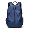 Blue waterproof large capacity laptop backpack for men with USB port and vertical zipper - 7702 Blue (Without Tag)