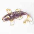 Purple crystal resin koi fish figurine with gold foil accents for office desktop decor - Amethyst