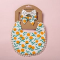 3-teiliges Baby-Set mit Lätzchen im Orangendruck und zwei passenden Stirnbändern - Frischer Orangen-Print Stil (3)