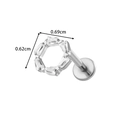 Titanium piercing stud featuring a circular design with seven rectangular clear crystals - Hexagonal Shape - Silver (T2543-10-Silver)