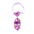 Purple Easter pet tie with rabbit and egg patterns, featuring adjustable strap and buckle - Purple Easter Egg