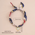 Collana a sciarpa di seta con ciondolo a cuore dorato e centro blu in acciaio inox - Sciarpa con Stampa Blu Bianco Rosso Pendente a Cuore Blu Oro (3#)