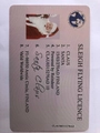 Detail of Santa Claus Sleigh Flying License card featuring portrait and vintage ID text - Regular/Khaki