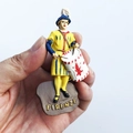 Handcrafted resin souvenir magnet featuring a Florence drummer figure in yellow and blue costume - Florence Band Soldier