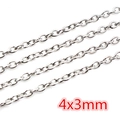 Polished stainless steel DIY jewelry chain in silver color with 4x3mm oval link size - CH-13 (4x3mm) / Steel