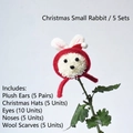 DIY Christmas bunny floral craft kit with felt ears and red hats for flower bouquet deco - Christmas Rabbit 5 Sets/Pack