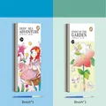 Kids watercolor painting book set featuring Deep Sea and Garden themes with paint brush - Set of 2 for Girls (Ocean + Plant, 2 Brushes)
