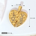 Golden micro-pave zircon heart wing necklace pendant with LOVE engraving and size details - SMP54275-Gold LOVE Letter Stitching Heart Pendant