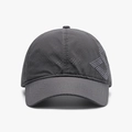 Dark charcoal grey breathable mesh baseball cap with side stripe logo embroidery - Adjustable / Dark Gray(25A378)