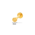 3mm golden hammered titanium flat back labret stud earring for cartilage piercing - 3mm / Gold