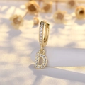 Golden S925 silver hoop earring with letter D pendant encrusted in white cubic zirconia - Letter D (Gold)