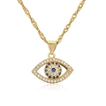18K vergoldete Halskette mit blauem Evil-Eye-Anhänger und Zirkonia auf weißem Grund - Goldenes Böses Auge