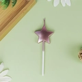 Rose gold star birthday candle with a white plastic stick for elegant cake decoration - Pentagram / Pink