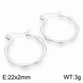 Minimalist silver bamboo hoop earrings in stainless steel, size 22x2mm and 3g weight - Earrings / Steel