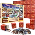 Calendrier de l'Avent puzzle de Noël avec 1008 pièces et 24 boîtes individuelles rouges - Style sd35 (70x50cm)