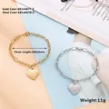 Polished stainless steel heart pendant bracelets in gold and silver finishes - Style A Finished Bracelet (Gold)
