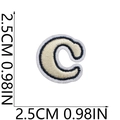 Detailed view of letter C embroidered patch with precise 2.5cm size dimensions shown - C (Beige)