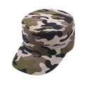 Detailed close-up showing the double stitching on a woodland camouflage flat top army cap - Light Green Camouflage