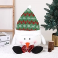 Cute Christmas snowman plush toy with green knit hat and plaid bow for festive home decor - Snowman / Green