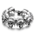 Pulsera de calavera estilo punk para hombre en acero inoxidable plata vintage - 22cm / Estilo Calavera Con Gafas (KB29623-D)