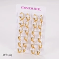 Set of 12 pairs of 2.5mm golden stainless steel hoop earrings with sparkling crystal pavé - Inner Diameter 14mm (Set of 12 Pairs)