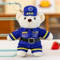 Cute plush bear keychain wearing a blue rescue uniform featuring BSR logo detail - Keychain BSR Bear - White