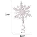 Silver glitter snowflake Christmas tree topper with spring base, size 21x13cm - Snowflake Pentagram / Silver