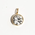 6mm goldener Edelstahl-Geburtssteinanhänger mit klarem funkelndem Diamantkristall - Gold - April