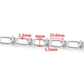 Maillon de chaîne à nœud argenté pour bijoux DIY de 6 mm de large et 11,6 mm de long - Chaîne Nouée à la Main 1.3x6mm / Acier