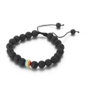 Bracciale regolabile in pietra lavica nera con perla arcobaleno e corda intrecciata - Lava Nera Arcobaleno Singolo (KB161271)
