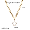 Détail du collier étoile avec dimensions 455mm plus 55mm et largeur de chaîne 6mm - Collier Doré avec Pentagramme Argenté (TN5152-M)