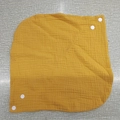 Ginger yellow muslin baby bib made of soft double-layer cotton gauze with white snaps - Mustard Yellow (44#)