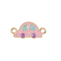 Nahaufnahme des rosa Glitzer-Eulen-Auto-Anhängers mit blauen Fenstern und goldenem Rahmen - Rosa Auto