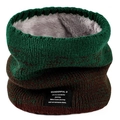 Winter thermal double-layer knit neck gaiter in green and brown with plush lining - Green