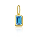 S925 sterling silver necklace with gold plated emerald-cut blue cubic zirconia pendant - 18K Gold-September