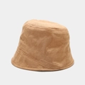 Sombrero de pescador de ante sintético en color camello con costuras diagonales - M (56-58cm) / Caqui
