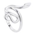 Verstellbarer Schlangenring aus poliertem Edelstahl mit modernem Schlangendesign - Schlangenform Offener Ring / Silber