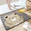 Cartoon bear plush bath mat in dark grey with soft absorbent microfiber texture - 40*60cm / Sun Bear Cartoon