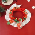 Christmas pet bowtie with 3D tree charm and Merry Christmas ribbon for cats and dogs - Christmas Tree Red Bib