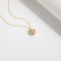 Romantic heart pendant necklace with gold chain and clear sparkling zircon stones - Gold Zirconia Heart