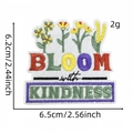Detail of Bloom with Kindness floral embroidery patch with precise size measurements - Bloom With Kindness (28#)