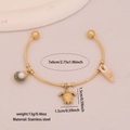 Bracciale dorato in acciaio inossidabile con tartaruga, conchiglia e perle - Stile Oceano Tartaruga Conchiglia (2#)
